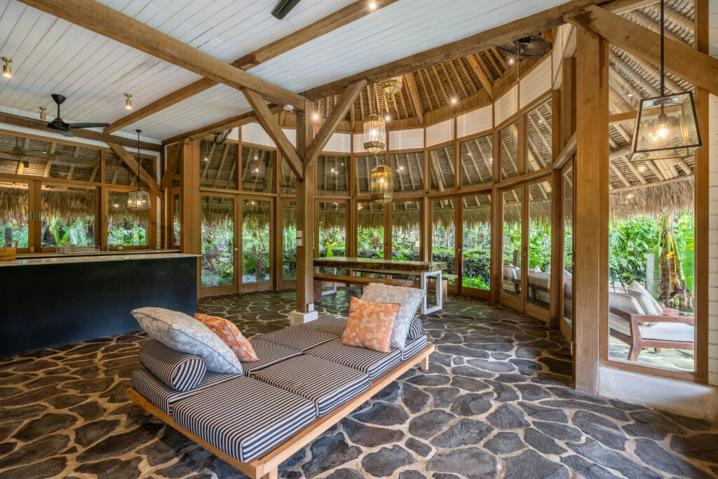 Modern eco-villa interior with natural materials